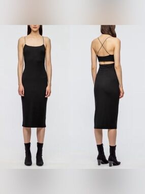 T by Alexander Wang Strappy Midi Dress w. Cut Out Back Detail